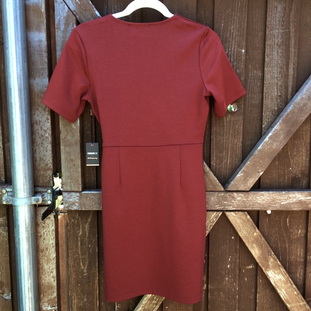 🌼Forever 21 Contemporary Short Le Rust Wrap Dress - Picture 5 of 9